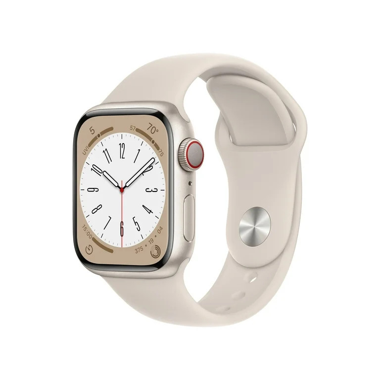 Apple Watch Series 8 GPS + Cellular 41mm Starlight Aluminum Case with Starlight Sport Band - S/M.... | Walmart (US)