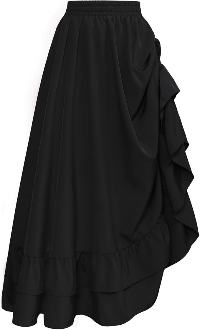 Scarlet Darkness Maxi Skirts for Women Renaissance Skirt Long Flowy Layered Medieval Skirt | Amazon (US)