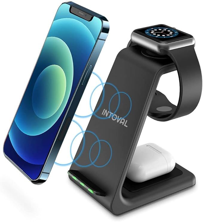 Intoval Wireless Charging Station, 3 in 1 Charger for Apple iPhone/iWatch/Airpods,iPhone 13,12,11... | Amazon (US)