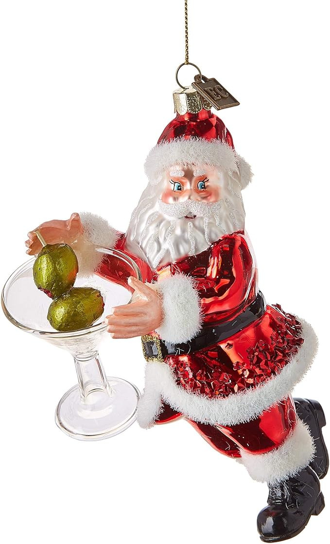 RAZ Imports 4153114 EC Santa with Just One Drink Ornament Multicolor | Amazon (US)