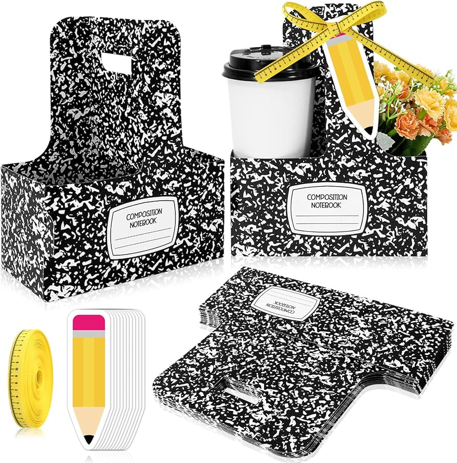 JarThenaAMCS 24Pcs Teacher Appreciation Gifts 2 Cup Composition Drink Carrier with Pencil Cards H... | Amazon (US)