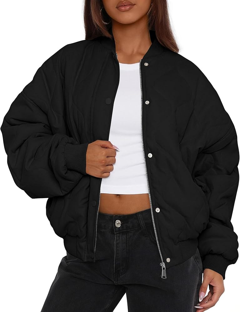 PRETTYGARDEN Women's Quilted Bomber Jacket Fall Fashion 2025 Lightweight Cropped Zip up Outerwear... | Amazon (US)