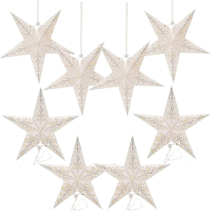 Paper Star Lantern Lampshade Hanging Christmas Xmas Day Decoration for LED Light Wedding Birthday... | Amazon (US)