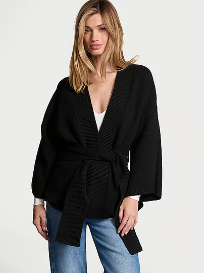 Luxe Crème Knit Wrap Sweater, Black, Xlxxl - Women's Sweaters - Victoria's Secret | Victoria's Secret (US / CA )