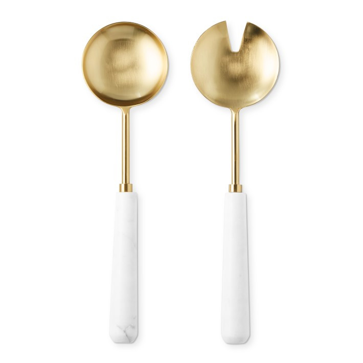Marble &amp; Brass Salad Servers | Williams-Sonoma