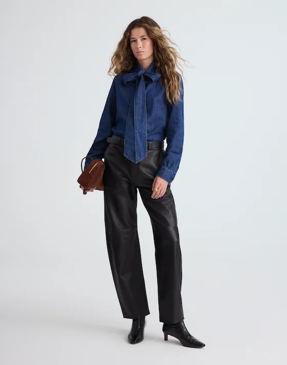 Denim Tie-Neck Shirt | Madewell