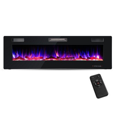 Costway 60 Inches Ultra-thin Electric Fireplace Recessed & Wall Mounted with Log Crystals | Target