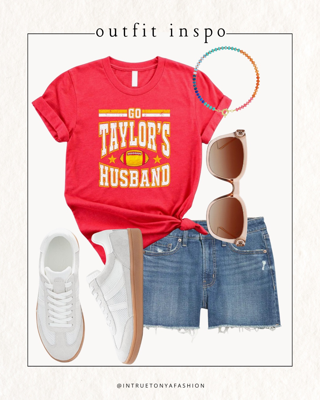 Sunday Football Outfit — Chiefs Football graphic tee with denim shorts, beaded necklace and white sneakers





Amazon outfits, summer outfit inspo, outfit ideas, casual outfits amazon, amazon outfits every day, outfit ideas 2026, summer outfits, late summer outfits Amazon, Sunday football outfit, game day outfit, NFL game day outfit, chiefs football shirt

#LTKootd #LTKSeasonal #LTKSaleAlert