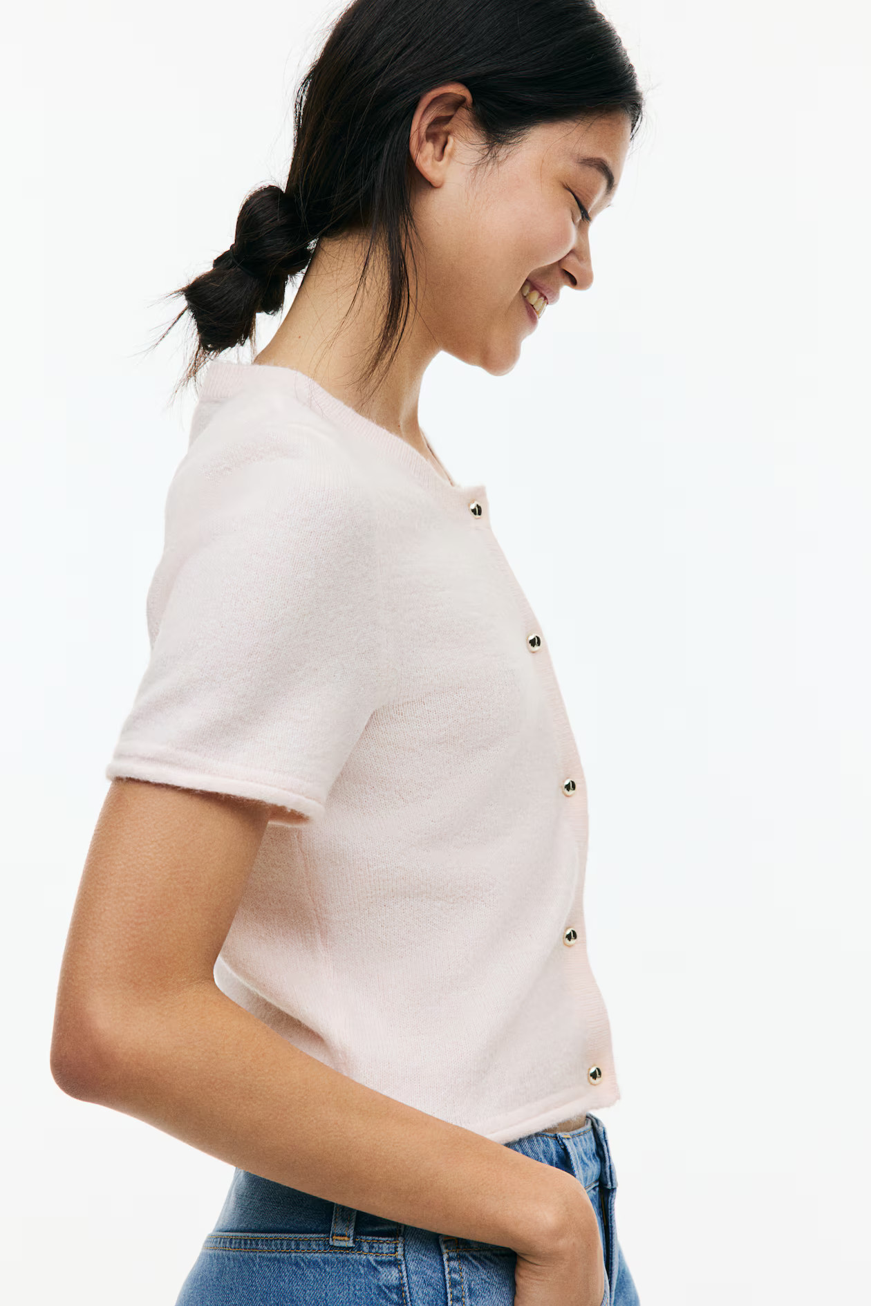 Short-sleeved fine-knit cardigan | H&M (UK, MY, IN, SG, PH, TW, HK)