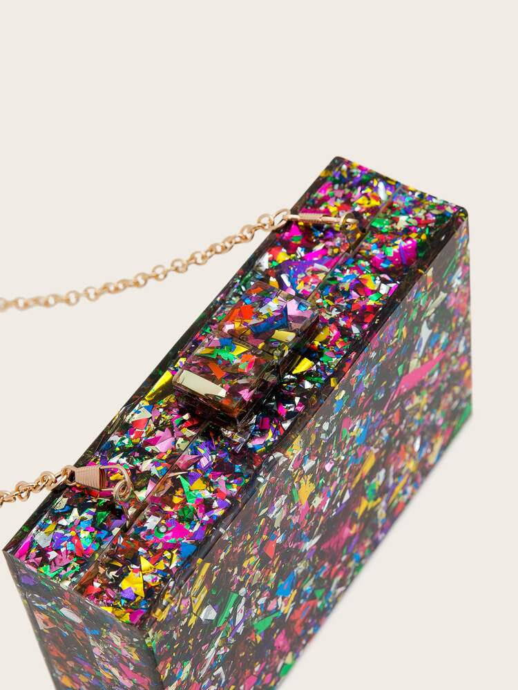 Color Block Chain Clutch Bag | SHEIN