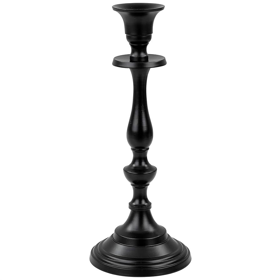 Elegant Black Pitch Iron Pillar Candle Holder Set | Anniversary & Home Decor Accent Candlestick H... | Amazon (US)