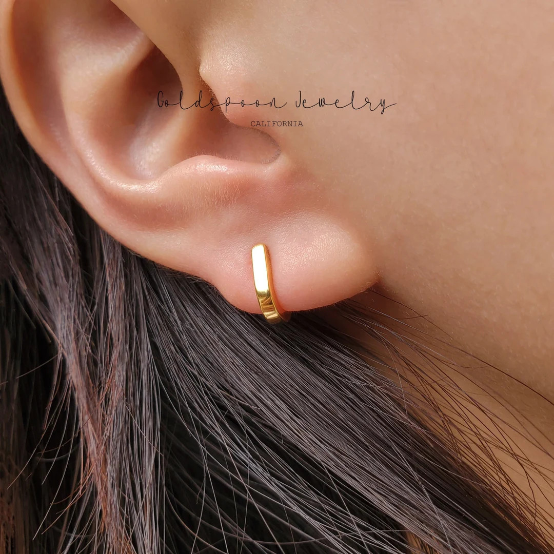 Bar Earrings Ear Jacket Earrings Huggie Earrings Minimalist Earrings Dainty Earrings Everyday Ear... | Etsy (US)