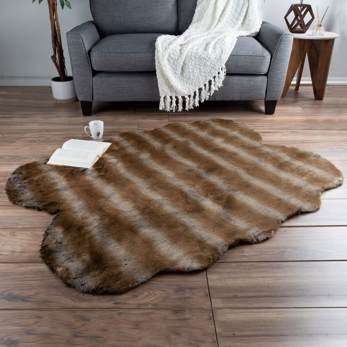 Hastings Home Faux Sheepskin Fur Rug (4x5 feet, Brown) | Target