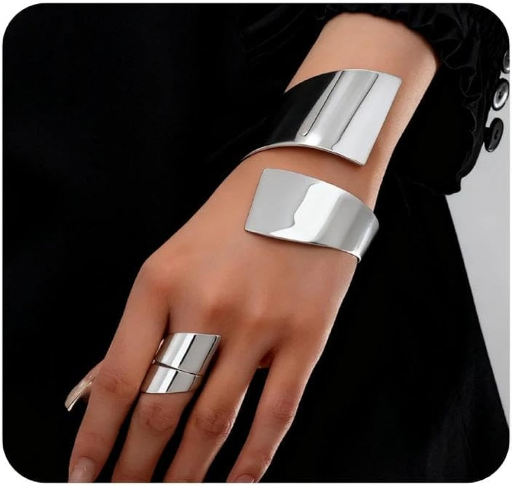 Amazon.com: GIGB PBDK Layered Gold Silver Plated Spiral Smooth Open Bangles Set for Women,Chunky ... | Amazon (US)
