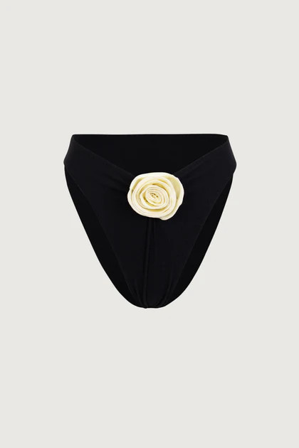 Rosette High Rise Bottom (Faux Suede Black/Cream) | SAME