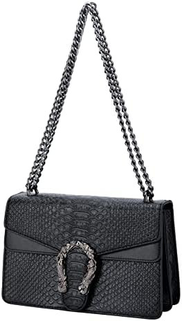 Leather Shoulder Bag Chain Purse for Women - Fashion Crossbody Bags Vintage Snake Print Underarm ... | Amazon (US)