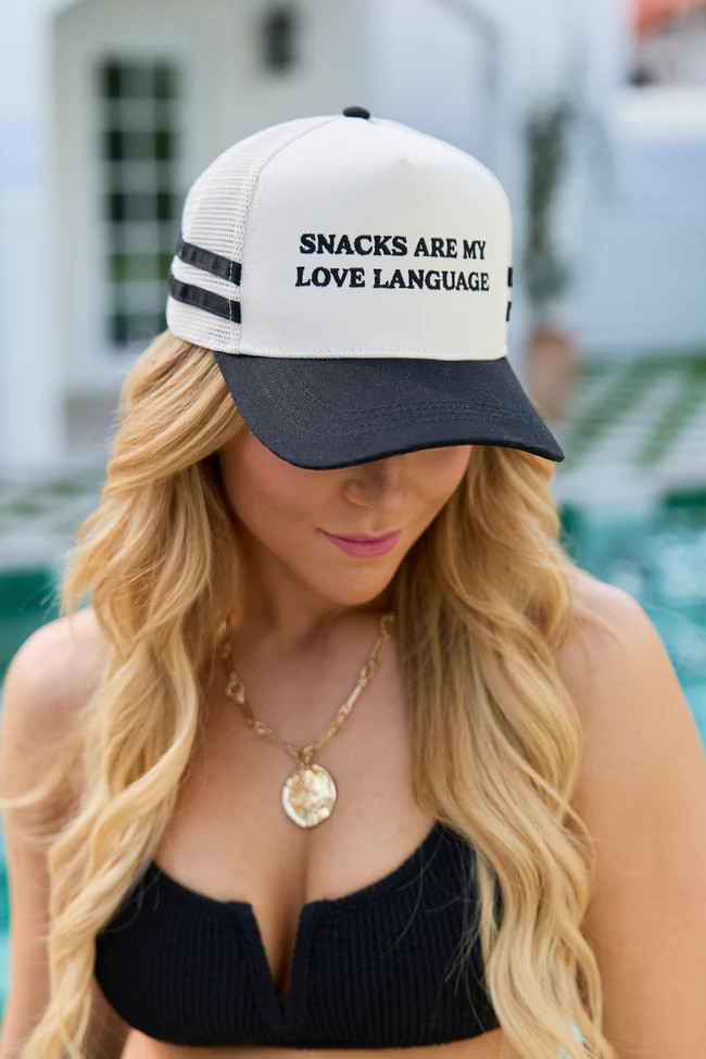 Snacks Are My Love Language Trucker Hat SALE | Pink Lily