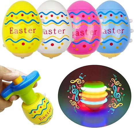 Pinkiwine 4 Pack Easter Eggs Light Up Spinning Tops with Flashing LED Lights for Kids Boys Girls ... | Amazon (US)
