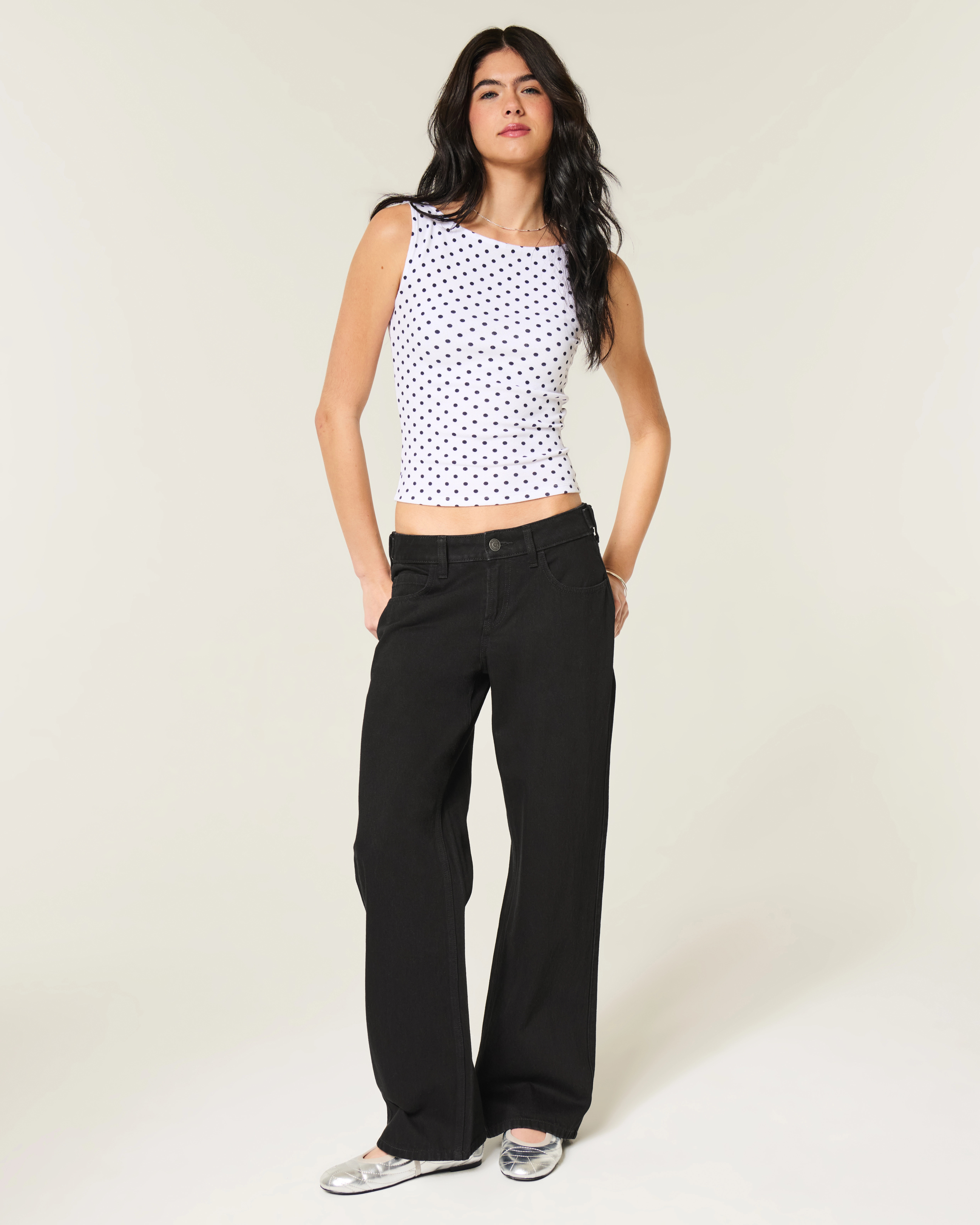 Hollister Andi Adjustable Waist Low-Rise Black Baggy Jeans | Hollister (US)