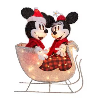 Disney 34-in Mickey Mouse and Minnie Mouse in Sleigh Yard Decoration Lowes.com | Lowe's