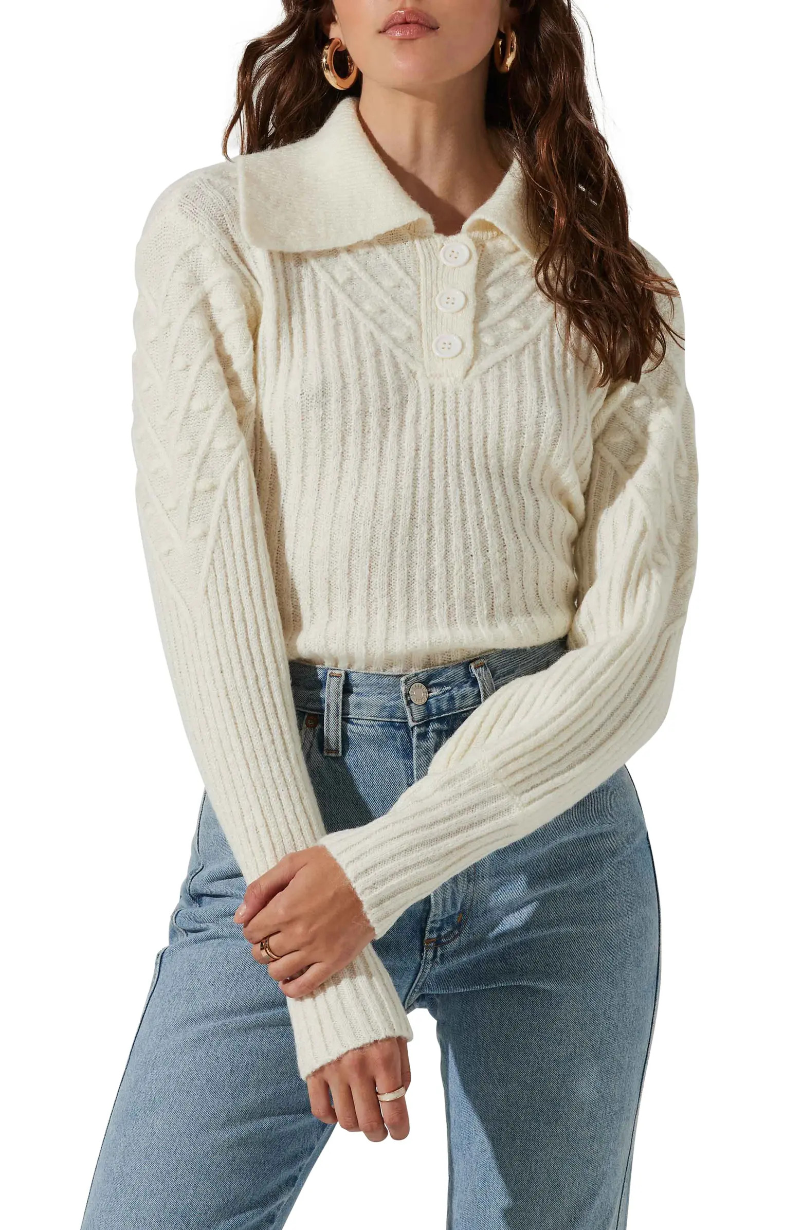 ASTR the Label Button Polo Sweater | Nordstrom | Nordstrom