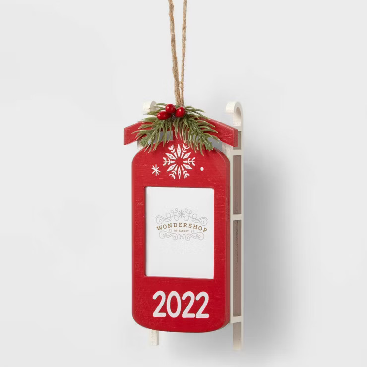Wood Sled Photo Frame Christmas Tree Ornament - Wondershop™ | Target