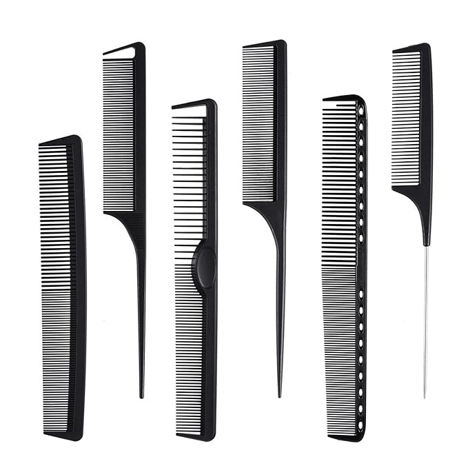 6 Pieces Carbon Fiber Hair Combs Set, General Styling Grooming Comb, Anti Static Heat Resistant H... | Amazon (US)