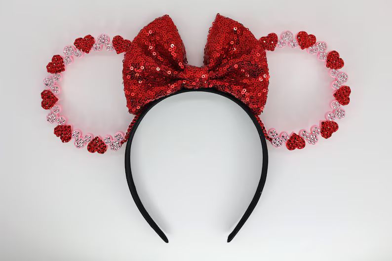 3D Valentine's Mickey Go Round Heart Mouse Ears - Etsy | Etsy (US)