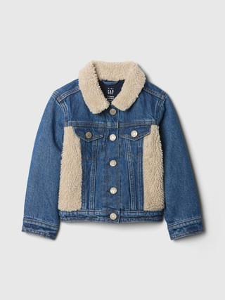 Baby & Toddler Sherpa Heart Icon Denim Jacket | Gap (US)