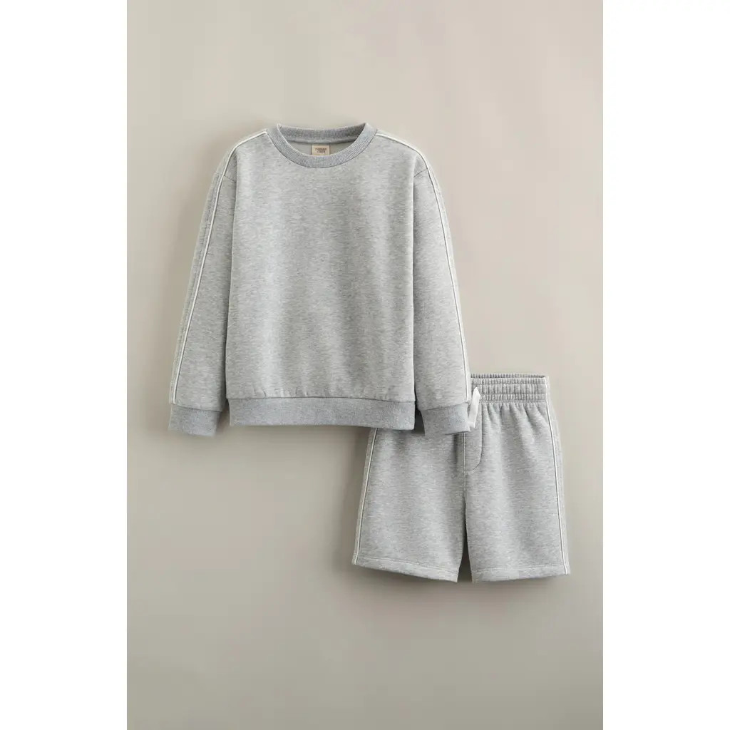 Tucker + Tate Kids' Piped Sweatshirt & Shorts Set in Grey Soft Heather at Nordstrom Rack, Size 3 | Nordstrom Rack
