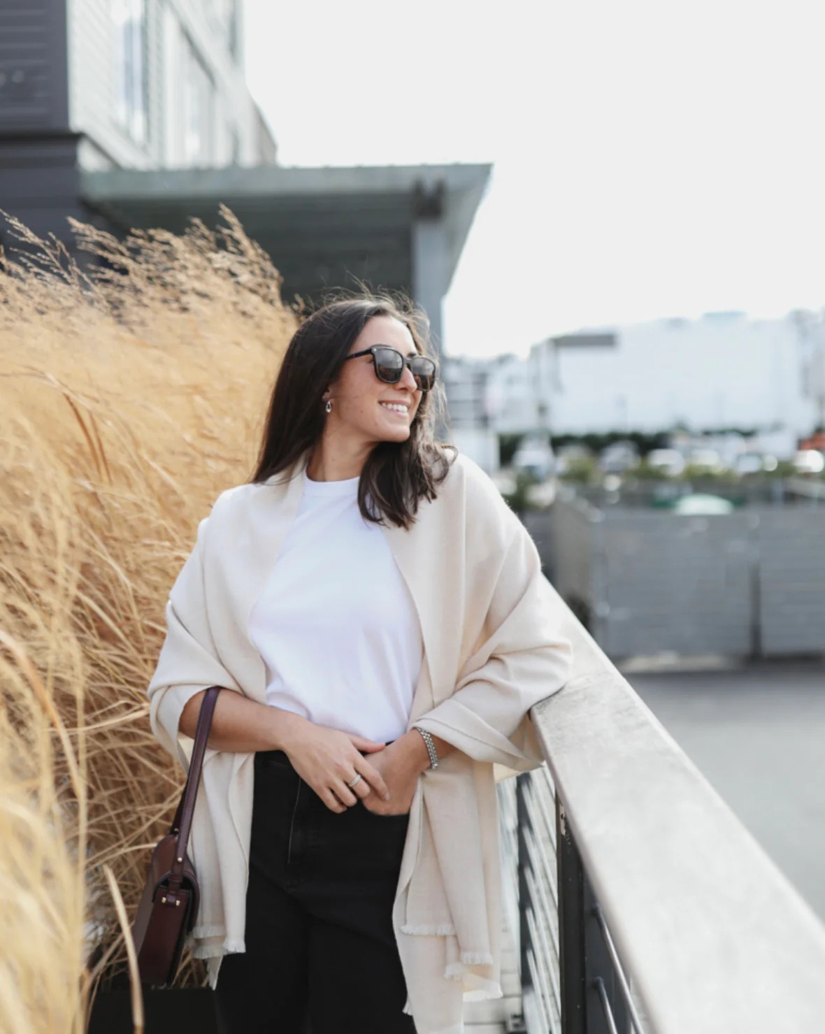 Camille Cashmere Wrap - Off White Herringbone | navyBLEU LLC