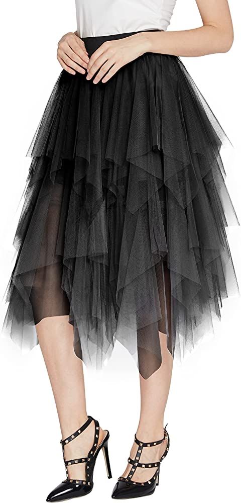 Urban CoCo Women's Sheer Tutu Skirt Tulle Mesh Layered Midi Skirt | Amazon (US)