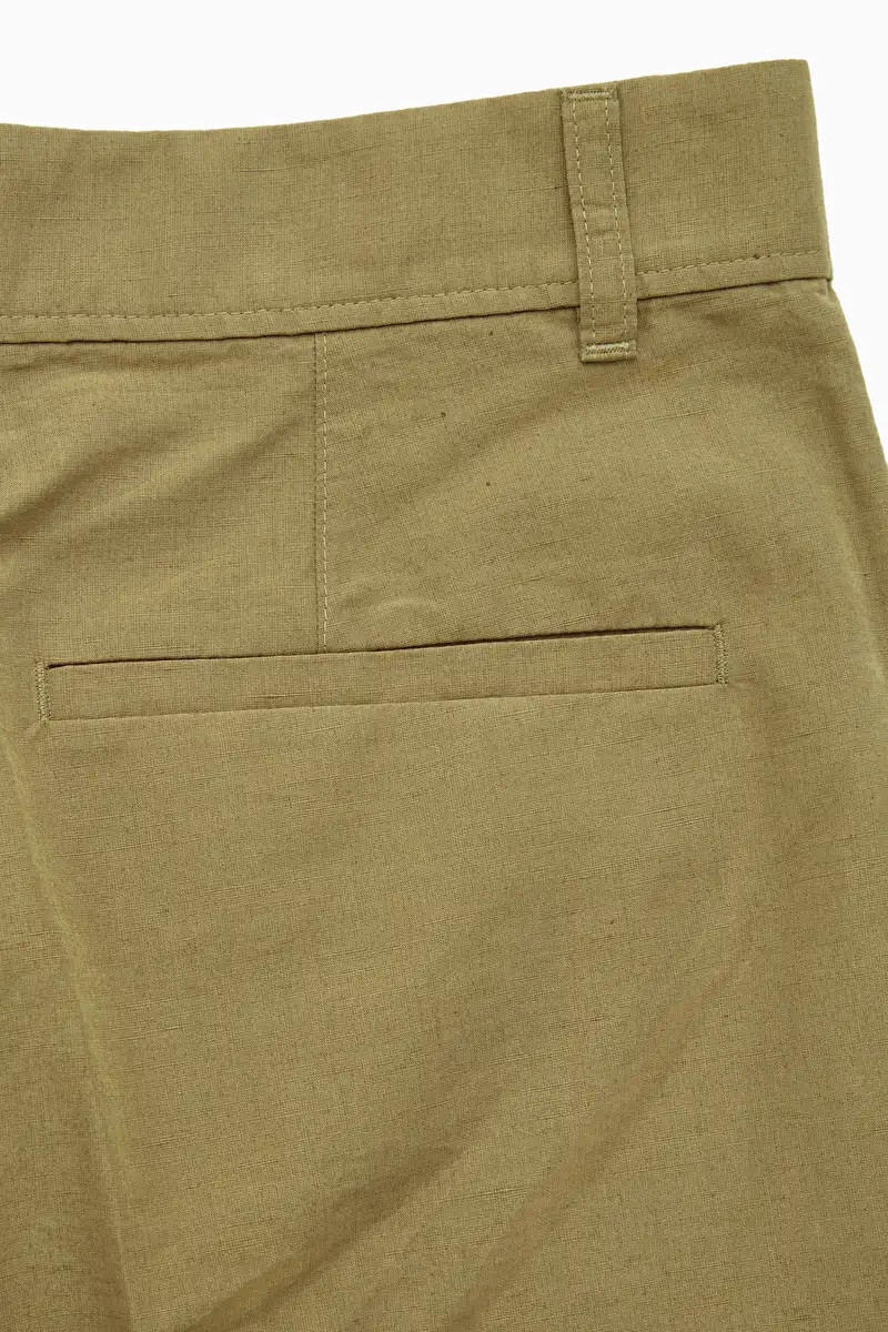 PLEATED LINEN PANTS - KHAKI GREEN - Trousers - COS | COS (US)