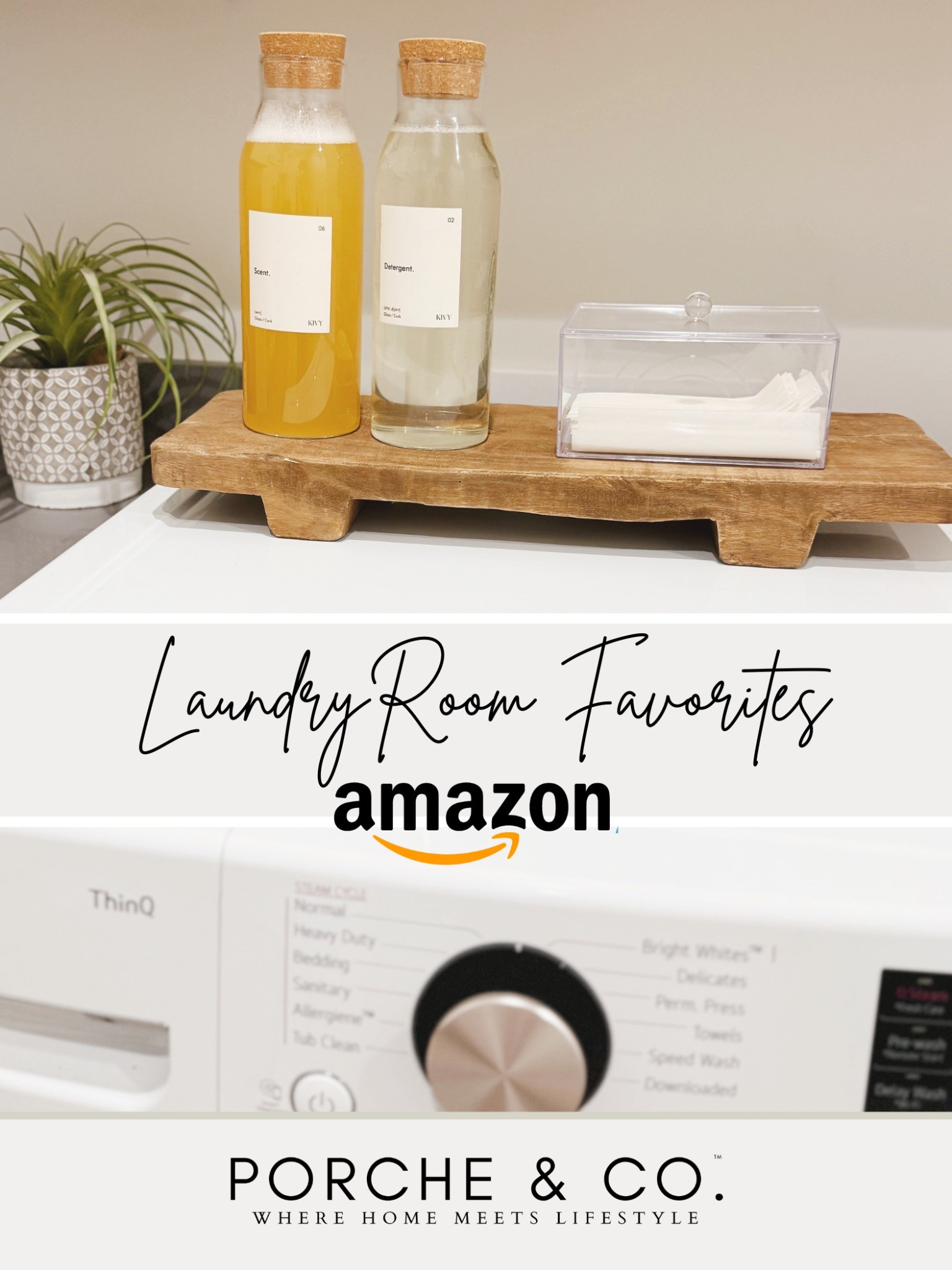 Laundry room favorites from Amazon… Glass, cork containers with customize labels and acrylic dryer sheets holder 🧺 because it’s easier to do laundry when you’re looking at pretty things ✨

#LTKHome #LTKStyleTip
