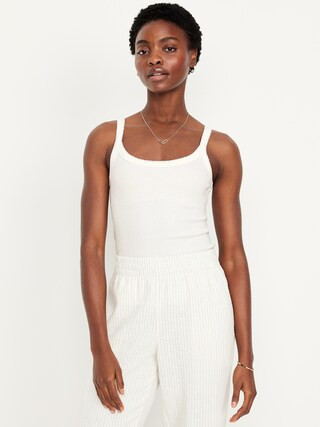 90s Ribbed Lace-Trim Tank | Old Navy (US)