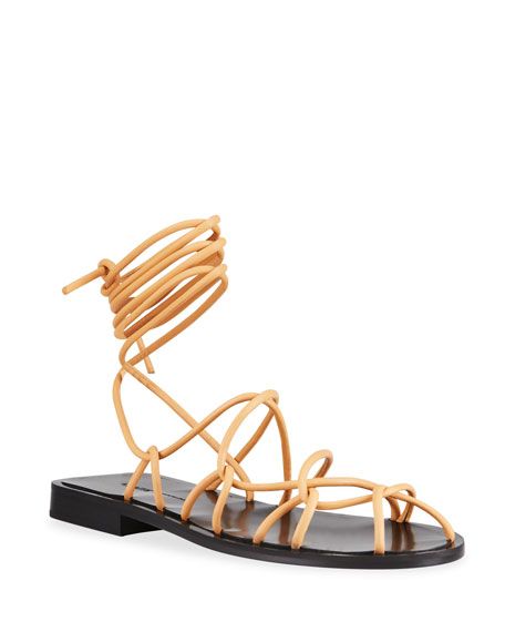 Khaite Lyon Napa Ankle-Tie Gladiator Sandals | Neiman Marcus