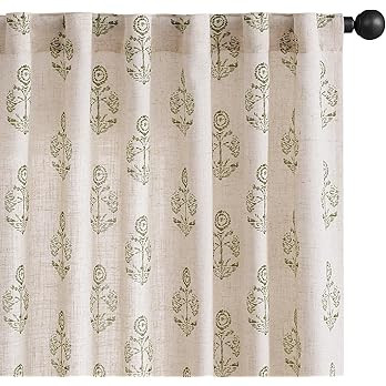 jinchan Linen Floral Curtains for Living Room 96 Inch Length Green Flower Cottage Core Farmhouse ... | Amazon (US)