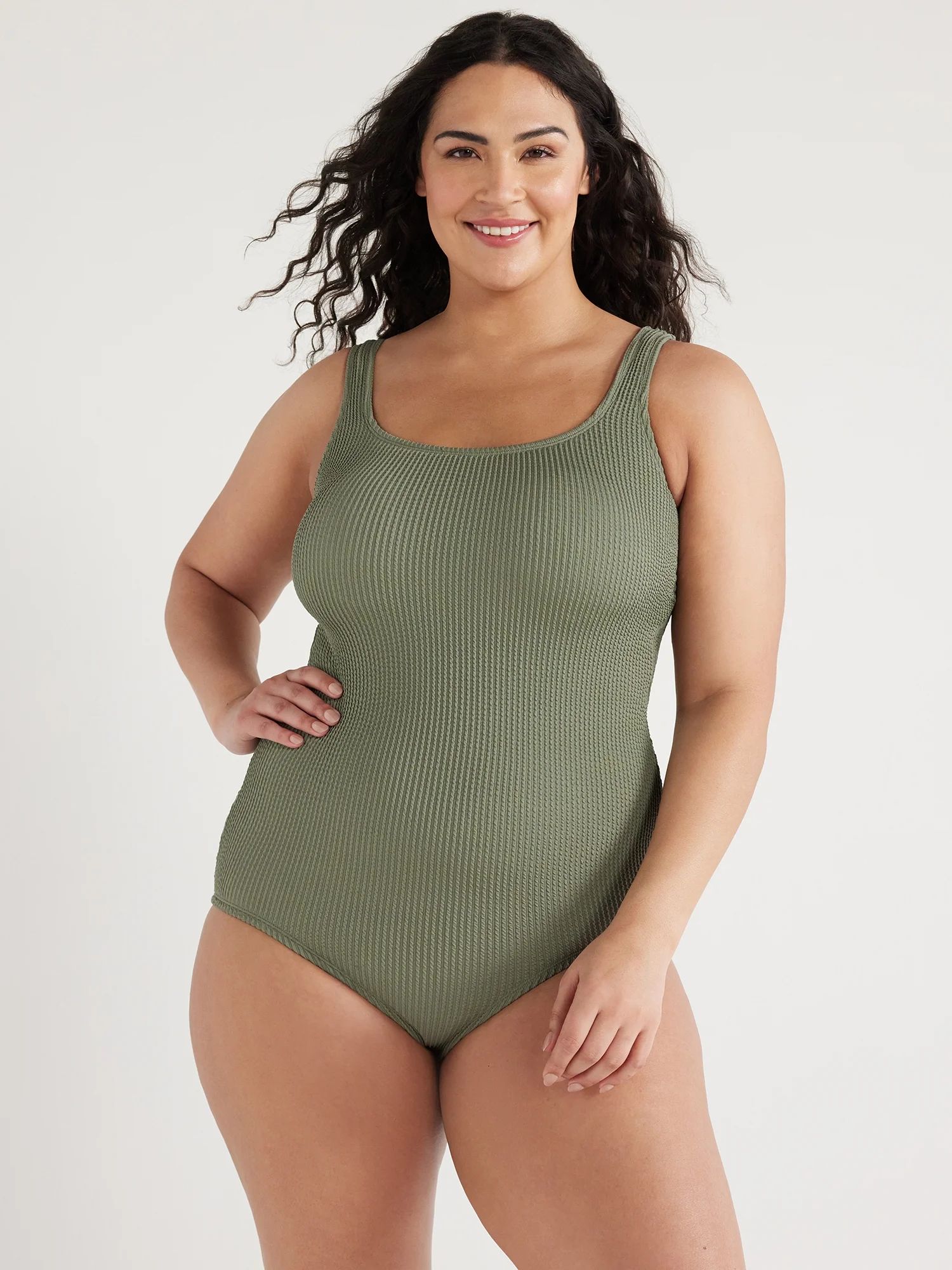 Time and Tru Women's and Plus Crinkle One Piece Swimsuit, Sizes XS-3X | Walmart (US)