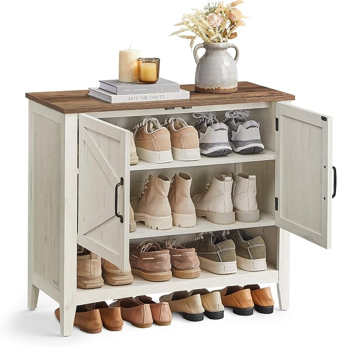 VASAGLE LIRY Collection - Shoe Cabinet, 3-Tier Storage Organizer, Shoe Shelf, Farmhouse Freestand... | Amazon (US)