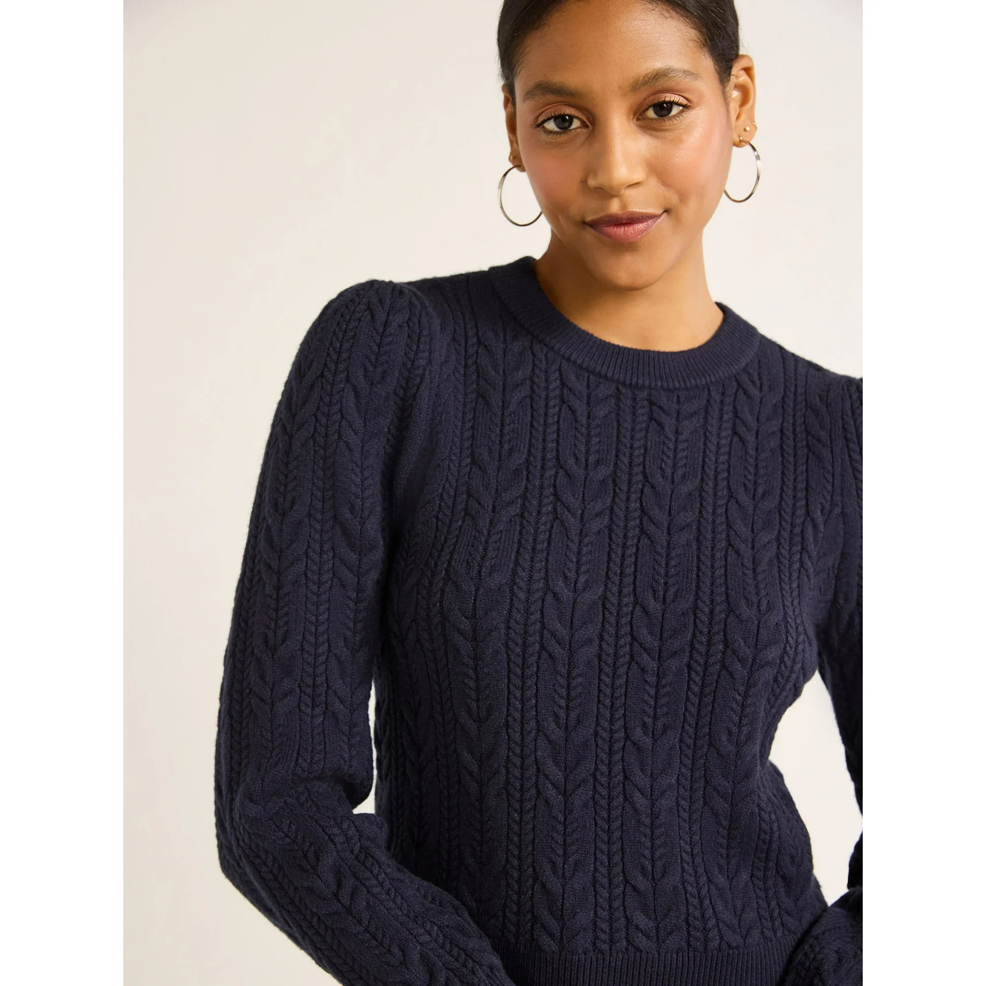 Scoop Women’s Cable Knit Sweater, Midweight, Sizes XS-XXL - Walmart.com | Walmart (US)