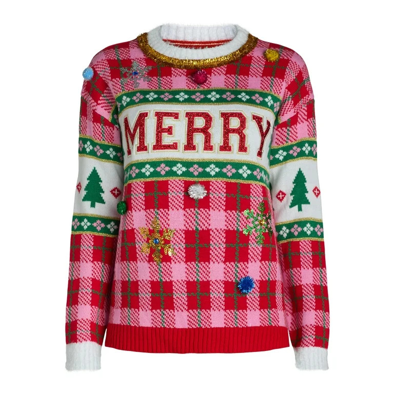 Holiday Time Embellished Sweater, Women’s, Sizes XS-3X | Walmart (US)