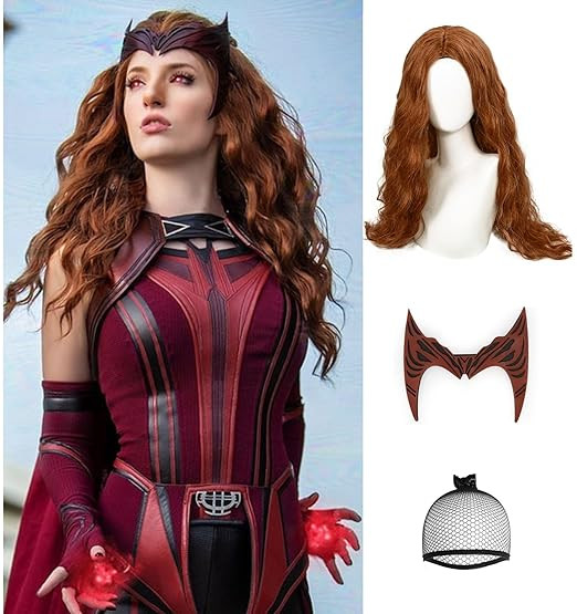 Ebingoo Long Ginger Wig + 1 Headpiece + Wig Cap Witch Wig Women Brown Curly Wig for Women Girls H... | Amazon (US)