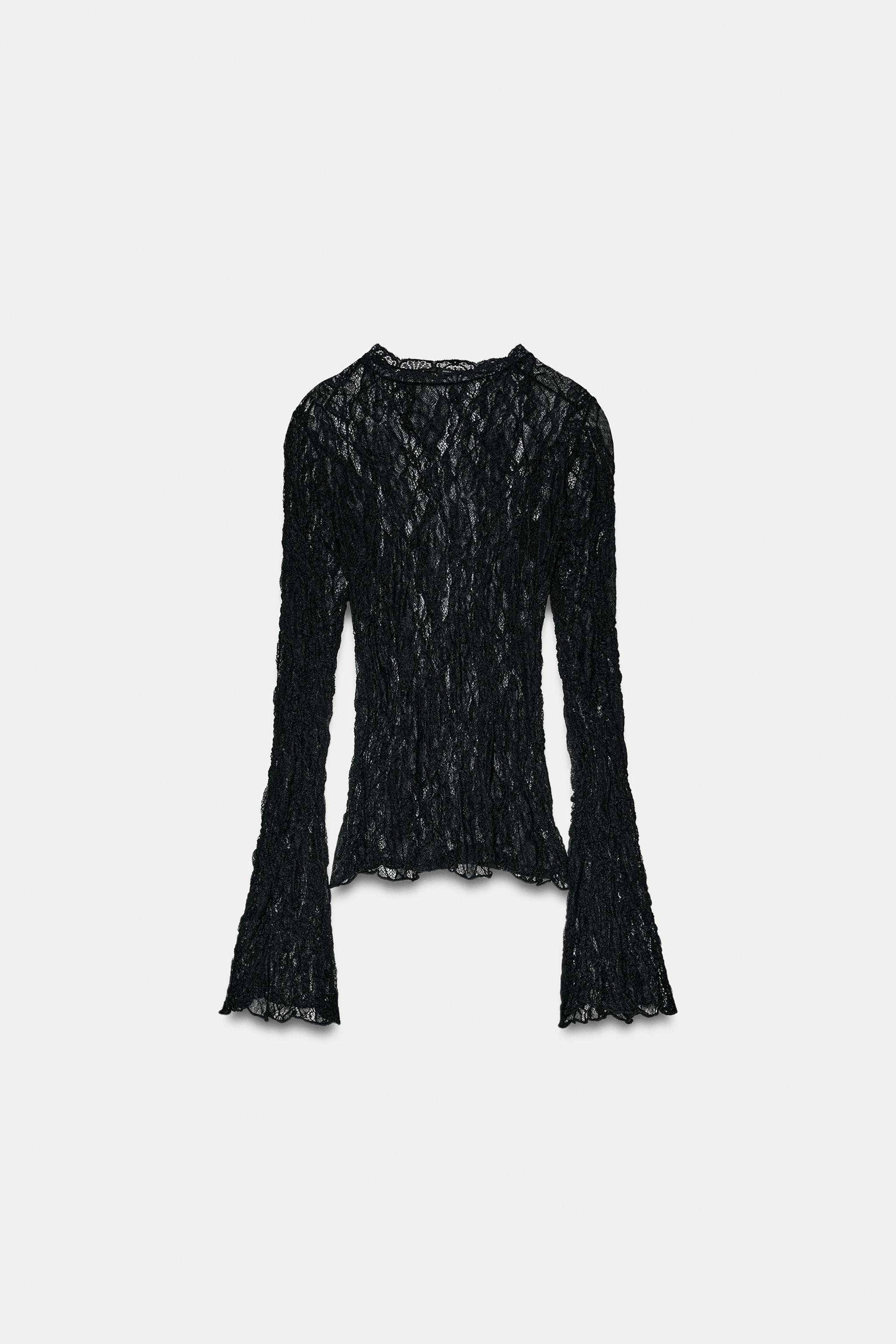 LACE LONG SLEEVE TOP | Zara UK