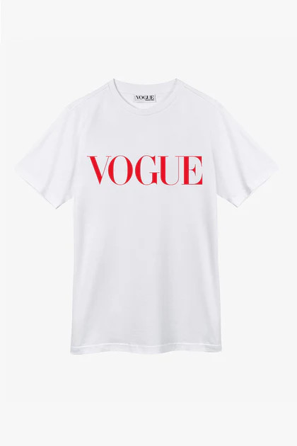 T-Shirt VOGUE bianca con logo stampato rosso | VOGUE Italy