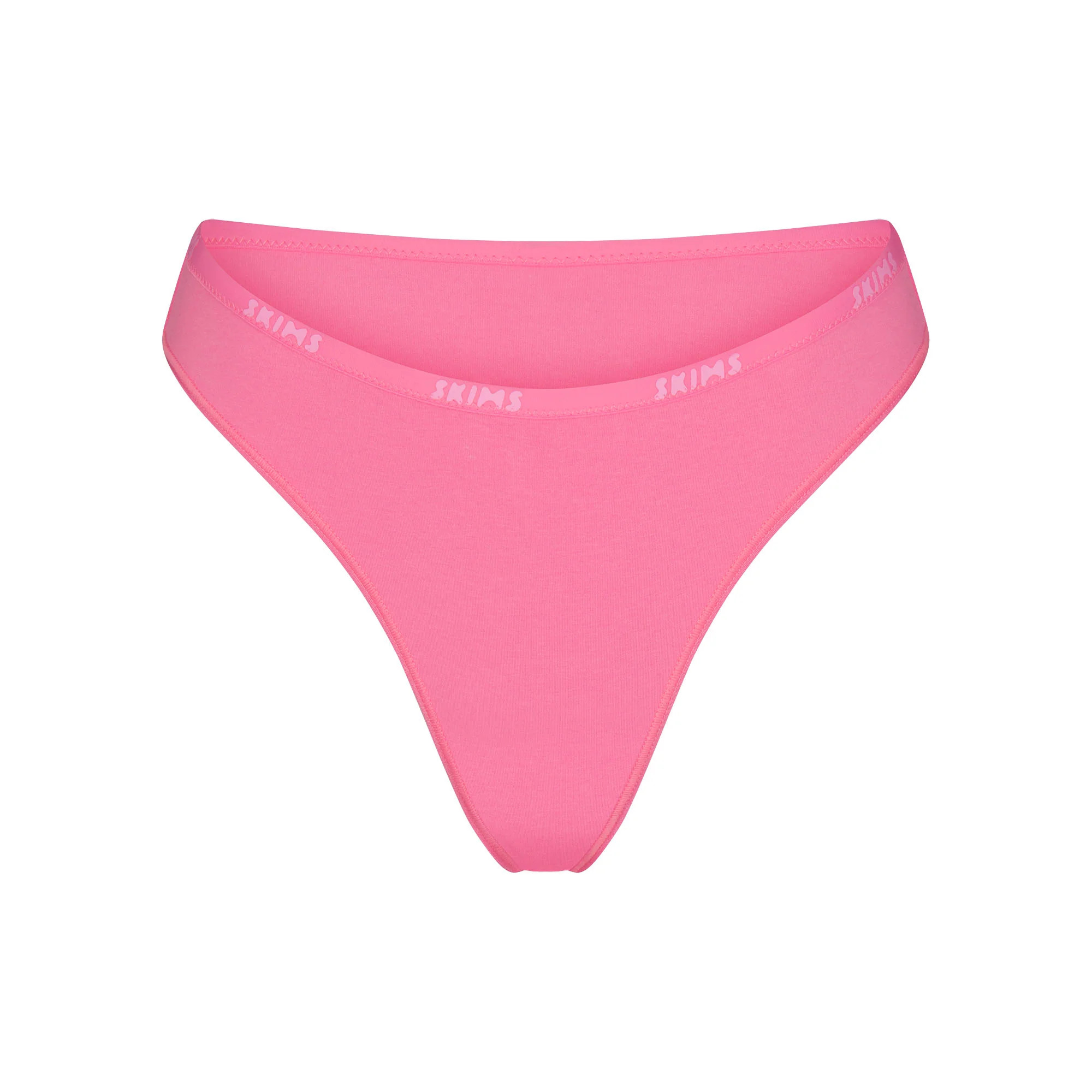 COTTON LOGO HIGH LEG BIKINI | SUGAR PINK | SKIMS (US)
