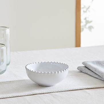 Pearl White Stoneware Low Bowl | West Elm (US)