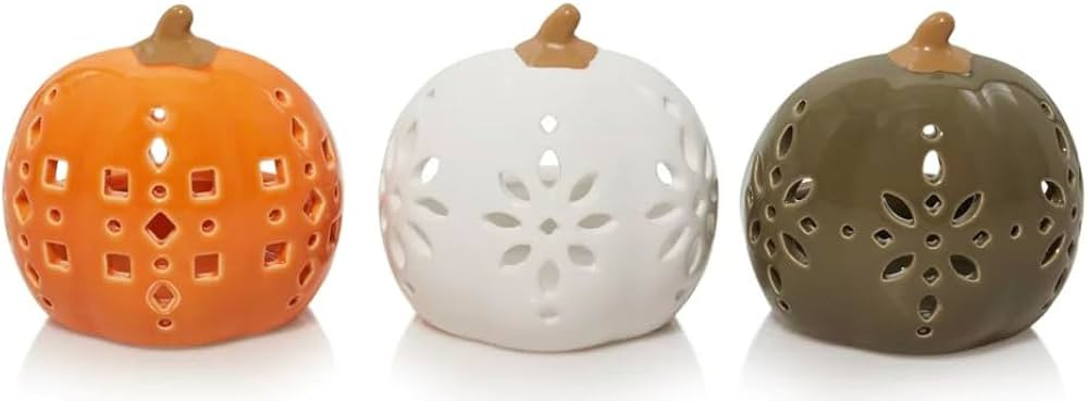 Yankee Candle Pumpkin Candle Holders - Set of 3 Pumpkin Tea Light Holders - Colored with Cutouts ... | Amazon (US)