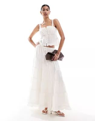 Forever New tiered maxi skirt in white | ASOS | ASOS (Global)