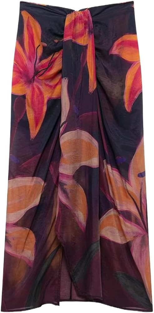 Women's Elastic Mid Waist Long Skirt with Material for Spring Summer Fashion | Amazon (US)