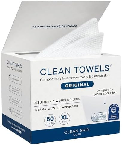 Clean Skin Club Clean Towels XL®, 100% USDA Biobased Face Towel, Disposable Face Towelette, Ecze... | Amazon (US)